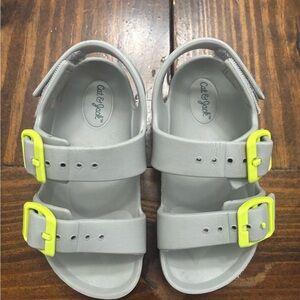 Cat & Jack Kids Sandals with Gray and Neon Yellow Buckles